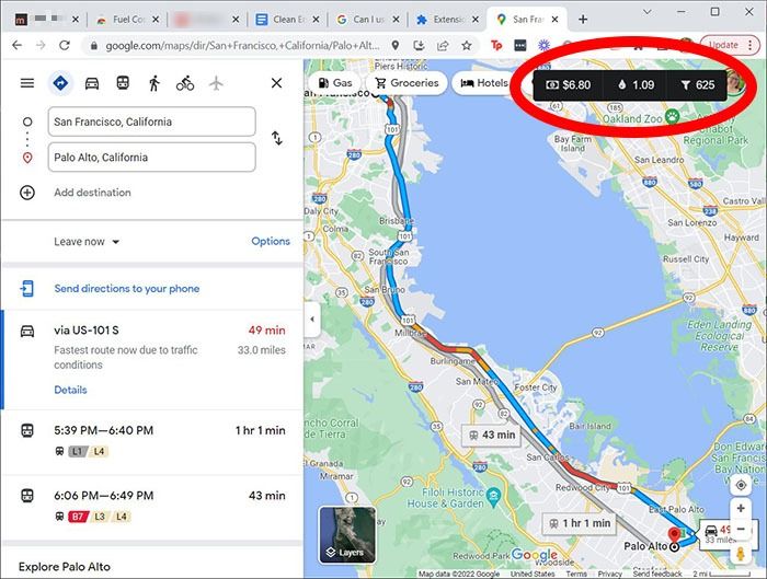 Google Maps Extensions Fuel Estimate Overview