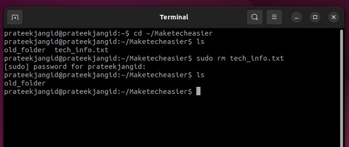 Removing A Single File Using Rm Command In Linux