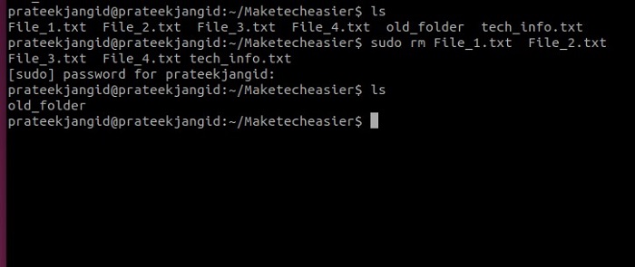 Removing Multiple Files Using Rm Command In Linux