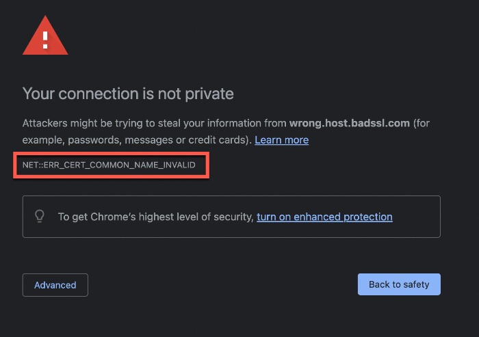 Ssl Certificate Error Name Invalid