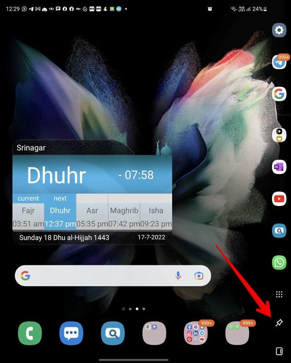 Samsung Galaxy Fold Edge Panel Unpin