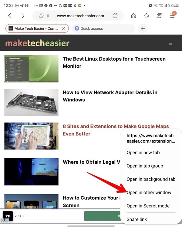 Samsung Galaxy Fold Link Open In New Window