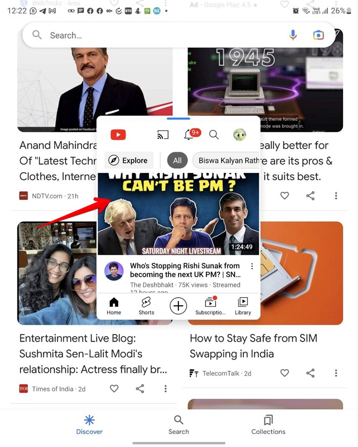 Samsung Galaxy Fold Pop Up View