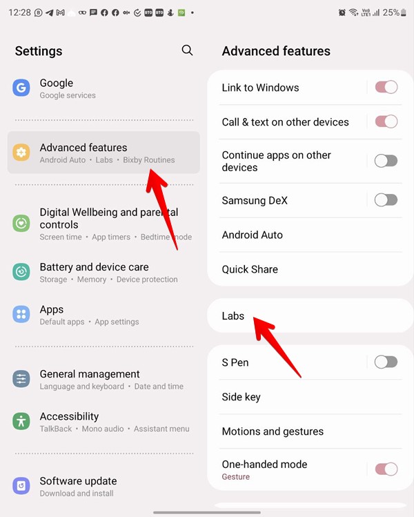 Samsung Galaxy Fold Settings Labs