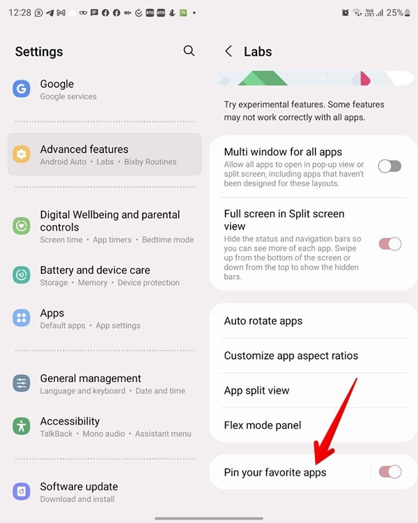 Samsung Galaxy Fold Settings Pin Edge Panel