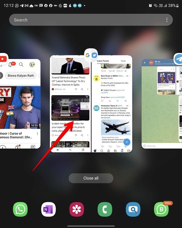 Samsung Galaxy Fold Split Screen App Pair Recent