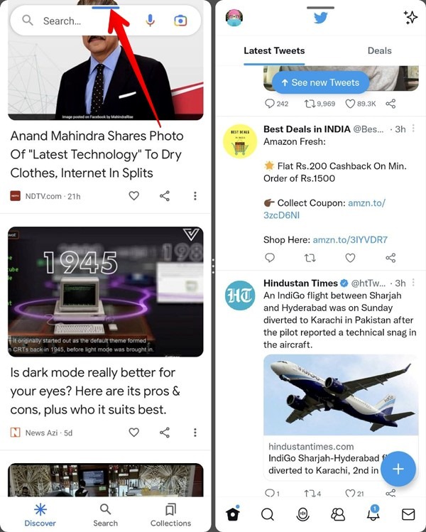 Samsung Galaxy Fold Split Screen Close Blue Grey Bar