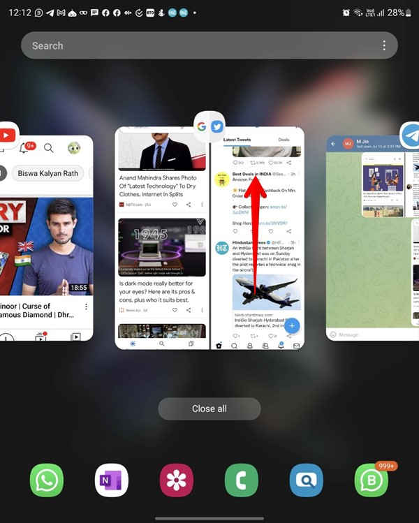 Samsung Galaxy Fold Split Screen Close From Recent Apps