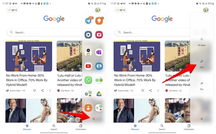 Samsung Galaxy Fold Split Screen Edge Panel Edit