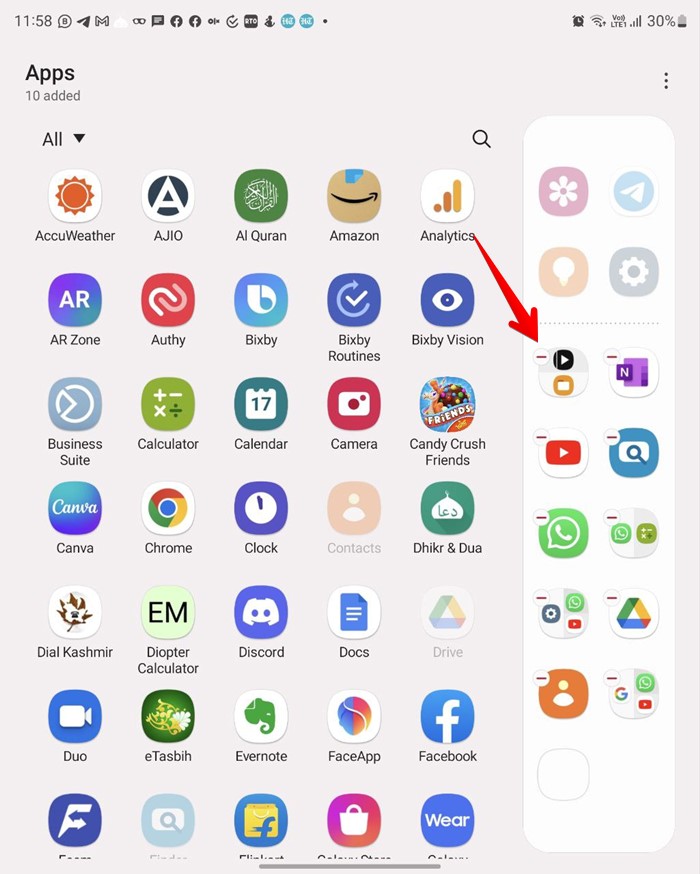 Samsung Galaxy Fold Split Screen Edge Panel Remove App