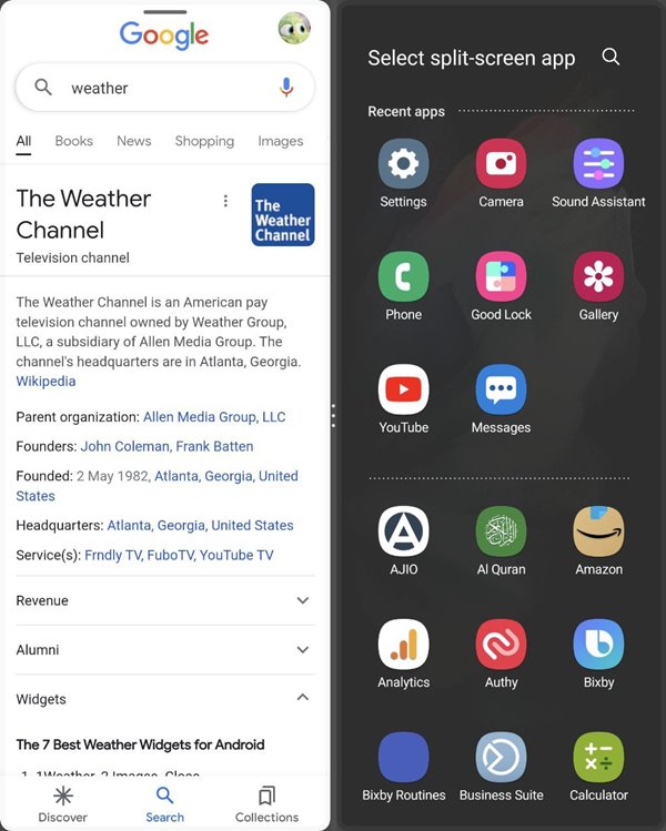 Samsung Galaxy Fold Split Screen Enable Recent Apps Open Second App