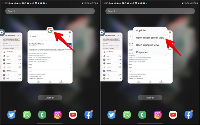 Samsung Galaxy Fold Split Screen Enable Recent Apps