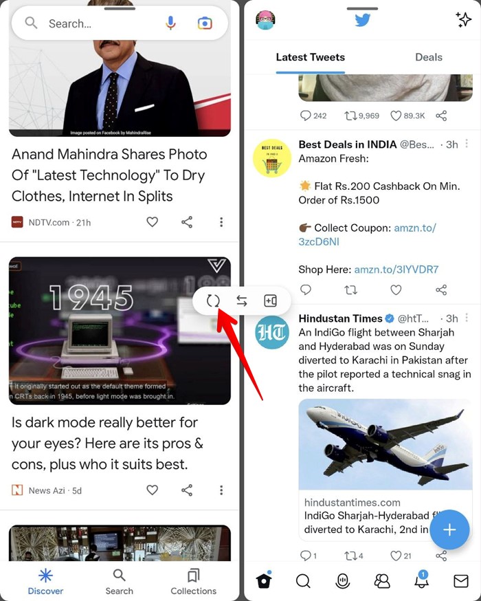 Samsung Galaxy Fold Split Screen Orientation