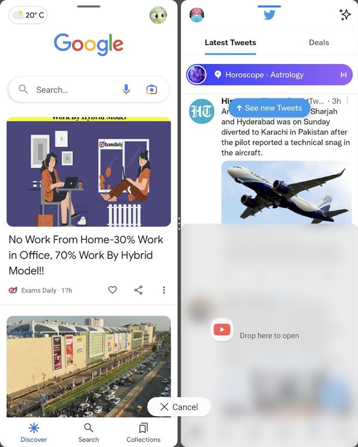 Samsung Galaxy Fold Split Screen Three Apps Edge Panel Open