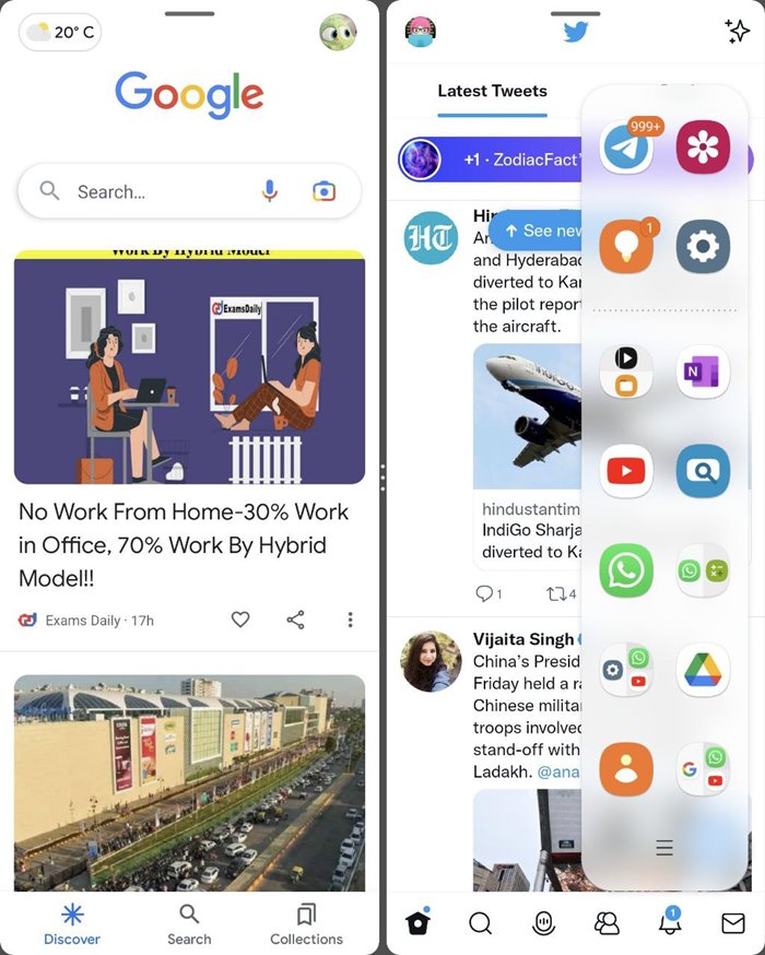 Samsung Galaxy Fold Split Screen Three Apps Edge Panel