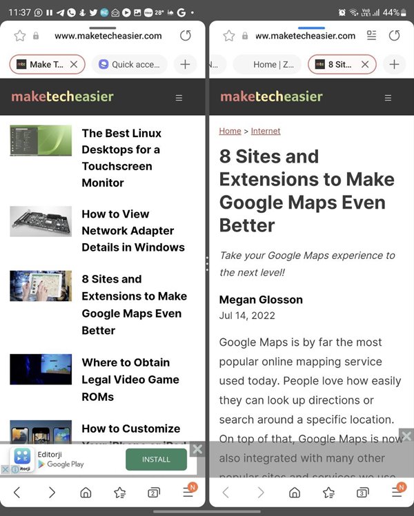 Samsung Galaxy Fold A Samsung Internet Open Link