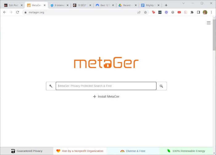Search Engines Privacy Metager