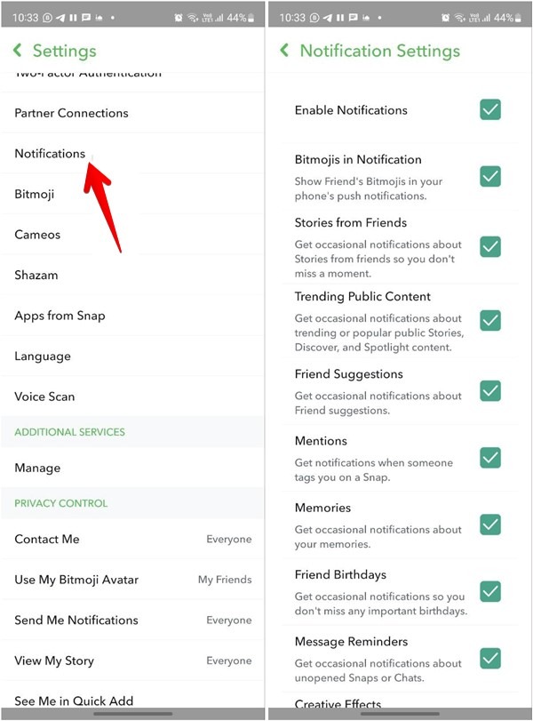 Snapchat Account Notifications Android