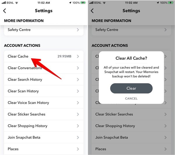 Snapchat Clear Cache Android Iphone