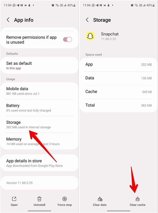 Snapchat Clear Cache Android