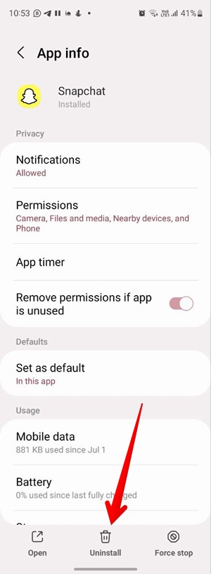 Snapchat Delete Android