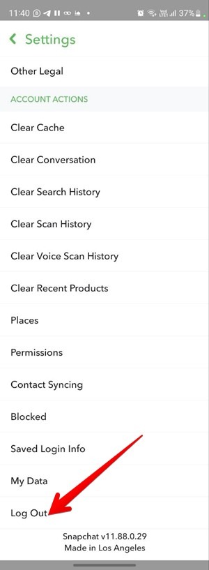 Snapchat Log Out