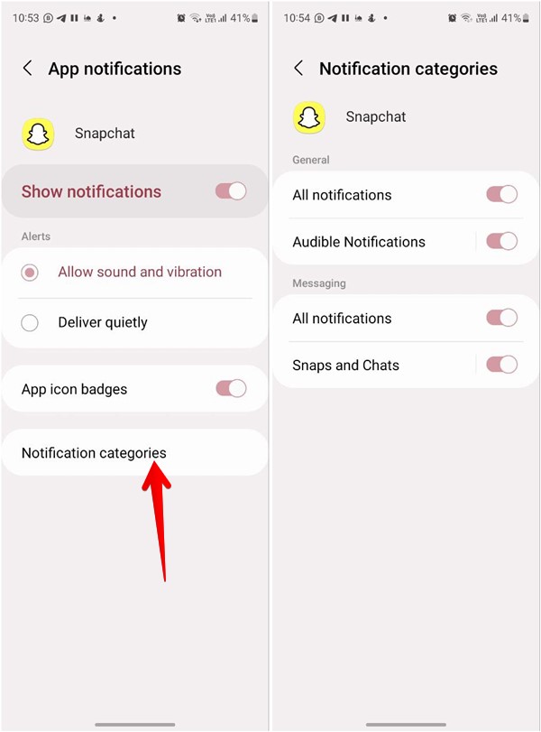 Snapchat Settings Notifications Categories