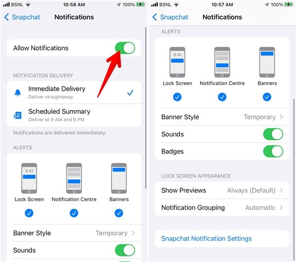 Snapchat Settings Iphone Notifications