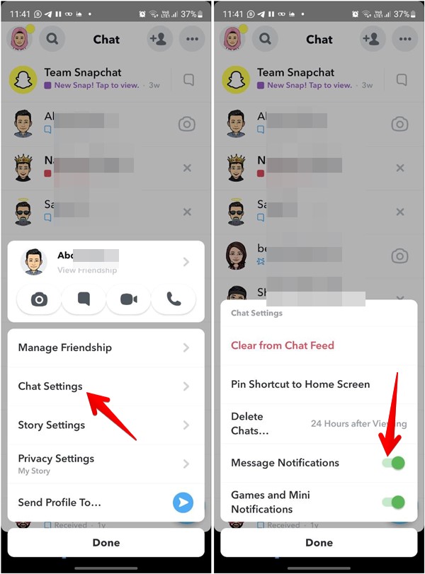Snapchat Unmute User