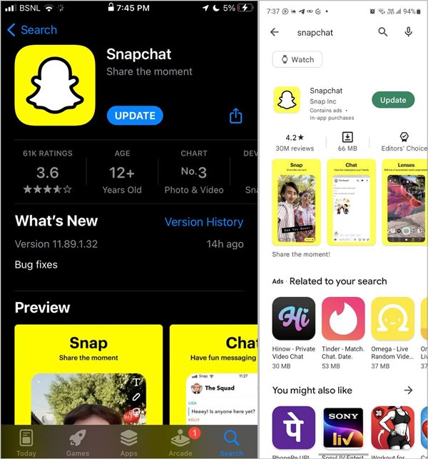 Snapchat Update App