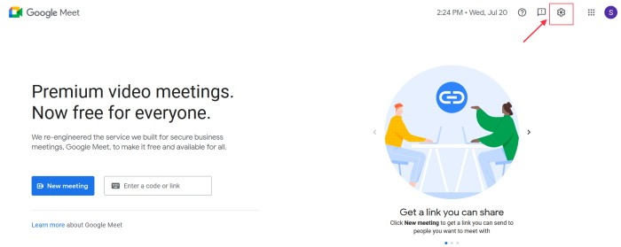 Test Your Webcam Google Meet Gear Icon
