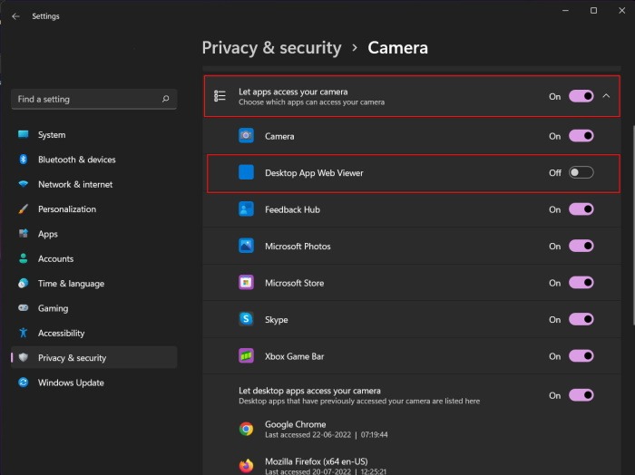 Test Your Webcam Let Apps Access Your Camera 1