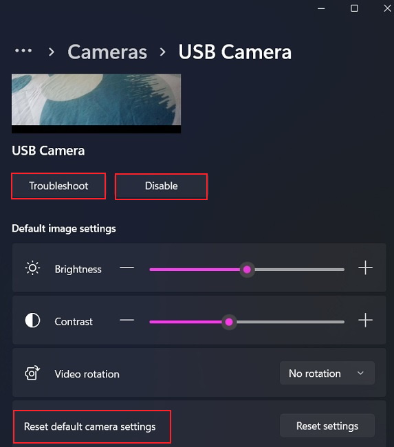 Test Your Webcam Reset Default Camera Settings