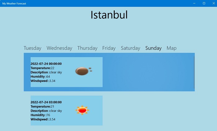 Windows Weather Apps Myweatherforecast Weekly Summary