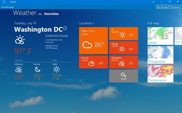 Windows Weather Apps Storm Stormgeo Overview