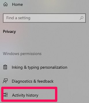 Windows Settings Activity History