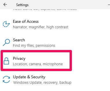 Windows Settings Privacy 3