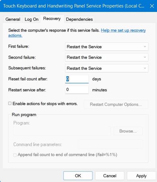 Windows11 Stuck Search Services Touch Keyboard Restart The Service Recovery