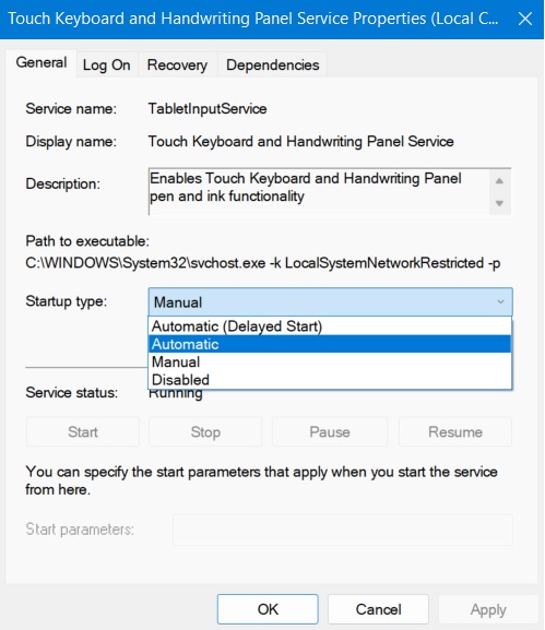 Windows11 Stuck Search Touch Keyboard Handwriting Automatic Startup 1