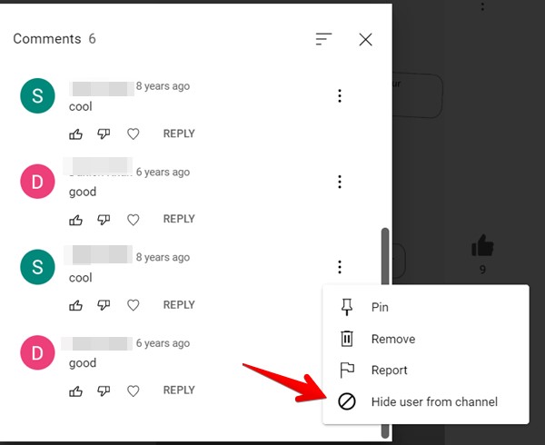 Youtube Channel Hide User