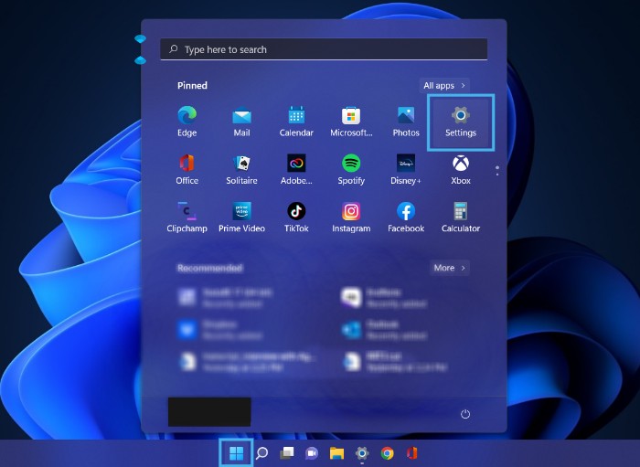 Accessibility Start Settings