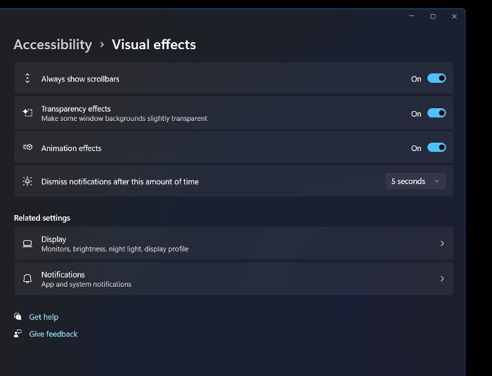 Accessibility Visual Effects