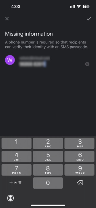 Adding extra information before sending encrypted email via Gmail app. 