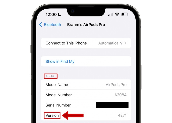 Airpods Version Menu