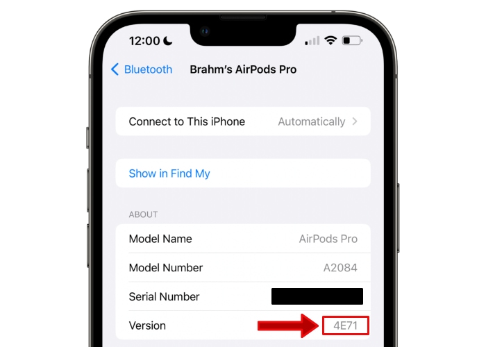Airpods Version Number