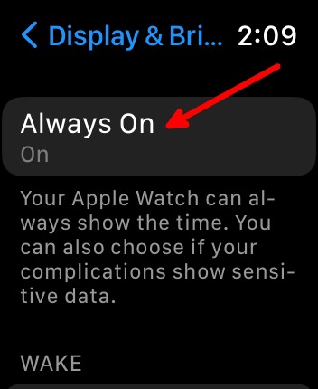 Apple Watch Battery Settings Display And Brightness Always On Toggle