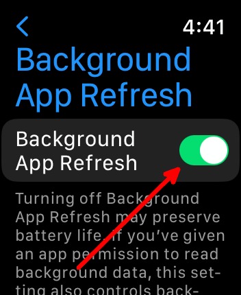 Apple Watch Battery Settings General Background App Refresh Toggle