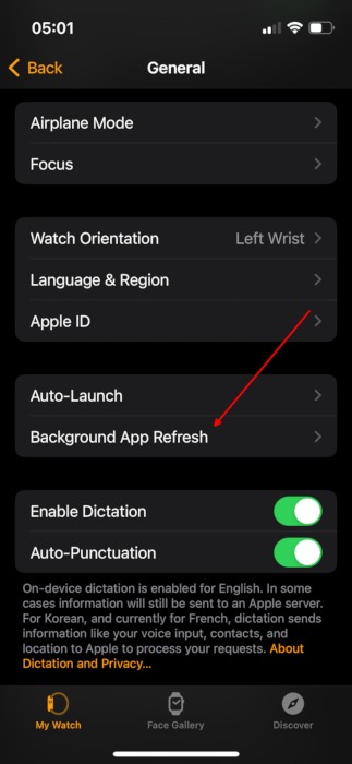 Apple Watch Battery Watch App General Background App Refresh