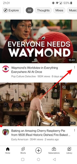 Block Channels Youtube Mobile Dot Menu