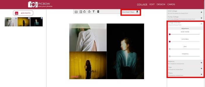 Create Collages Instagram Picbow Border Ajust